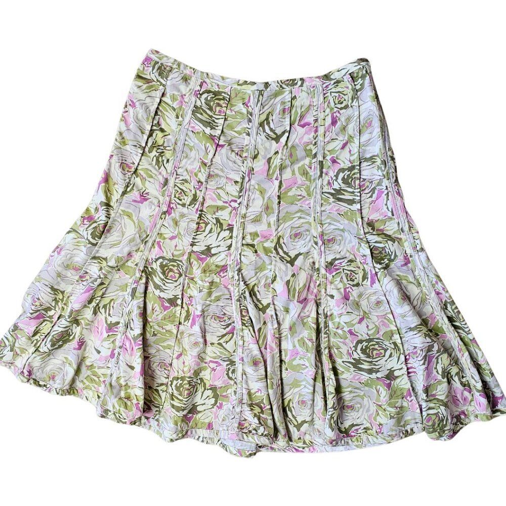 Vintage Skirt Floral Purple Green Fairycore Cottagecore Garden Trumpet Feminine
